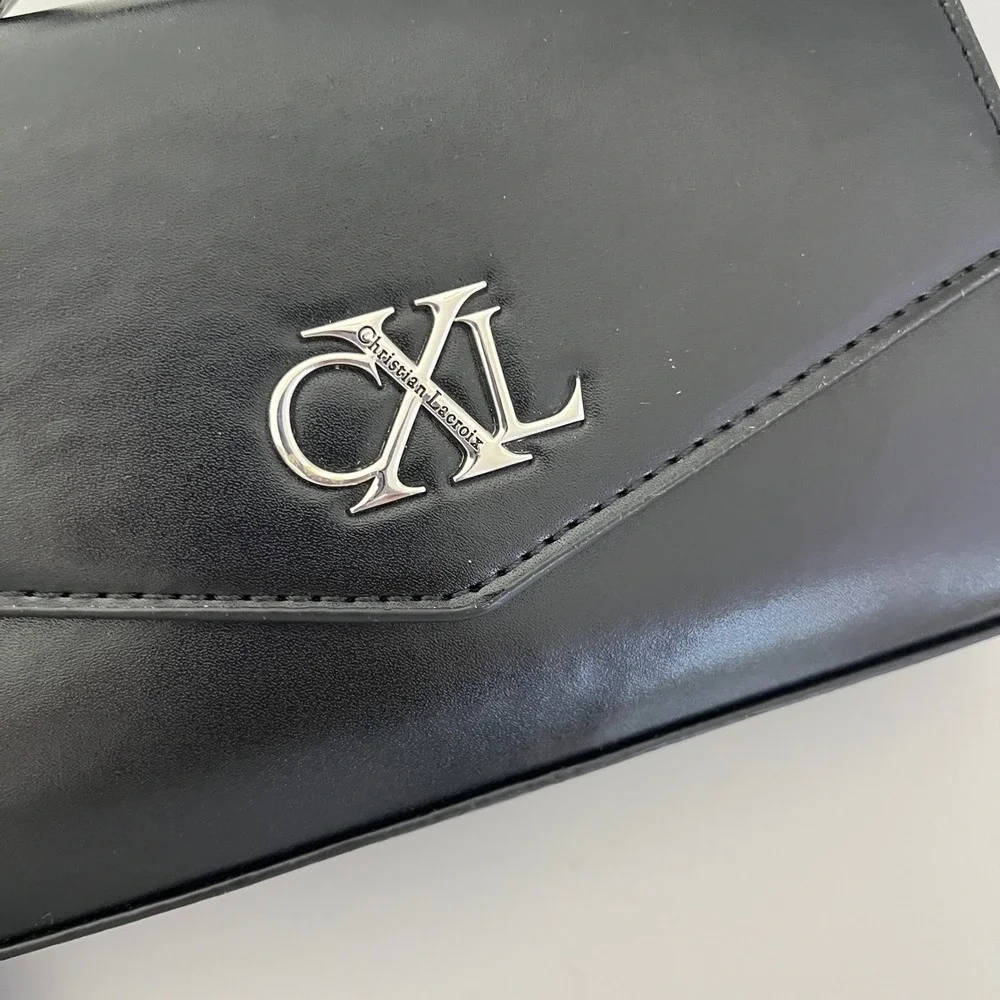 CXL Christian Lacroix Crossbody Bag Women's Small Black Laine Matte Patent - Picture 3 of 6
